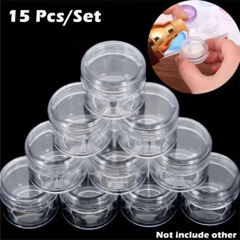 15 Teile/satz Tragbare Leere Kosmetik Gläser Gesichtscreme Lagerung Töpfe Transparente Kunststoff Mini Lagerung Gläser