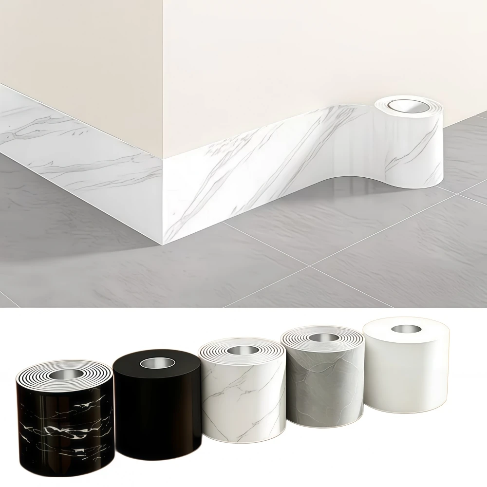 1pc 5m/196.85in Self-Stick Baseboard Trim-Anti-Collision Waterproof Wall Sticker for Living Room Bedroom Home Decor