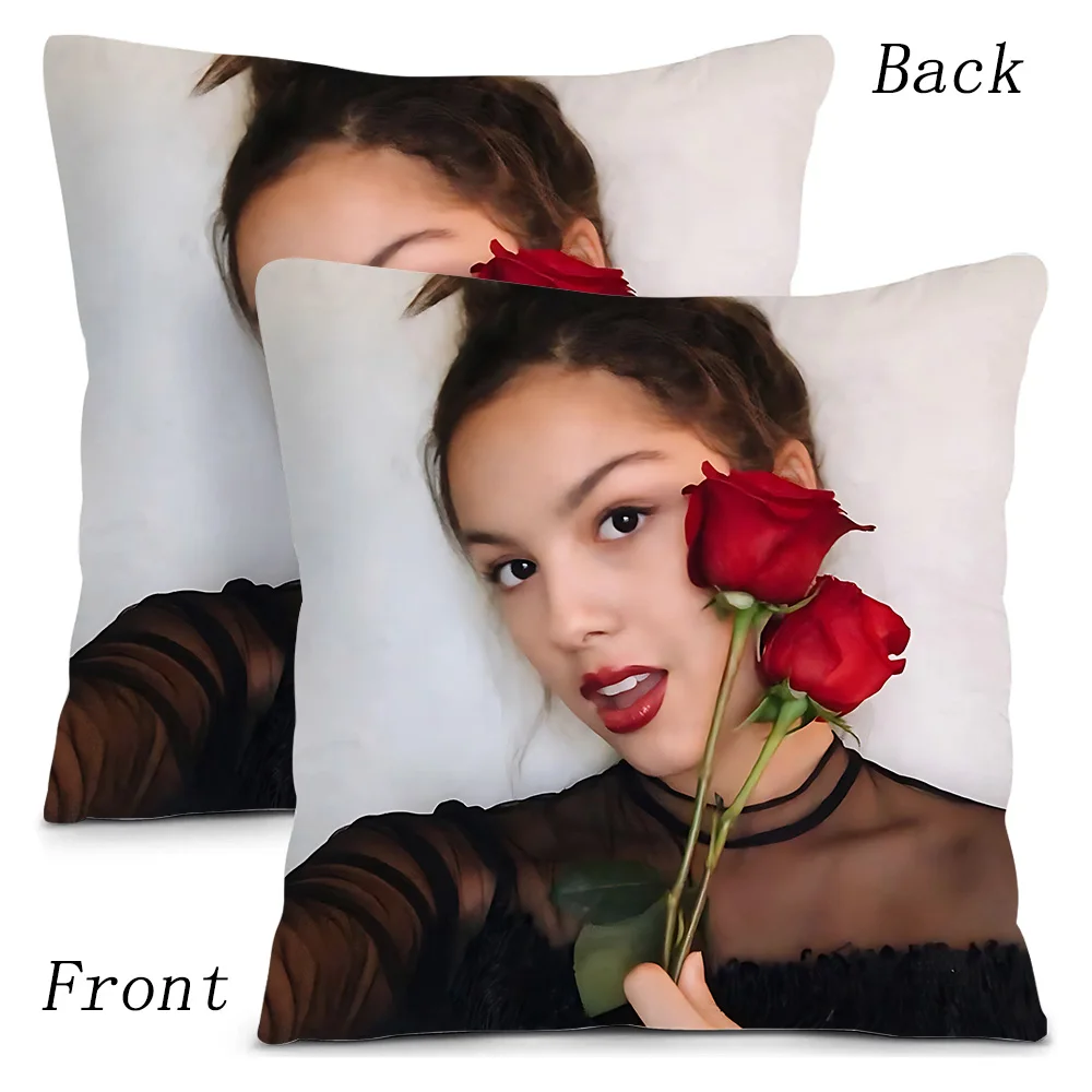 Olivia RodrigoS Pillow Covers Cartoon Sofa Decorative Home Double-sided Printing Short Plush Cute Cushion Cover