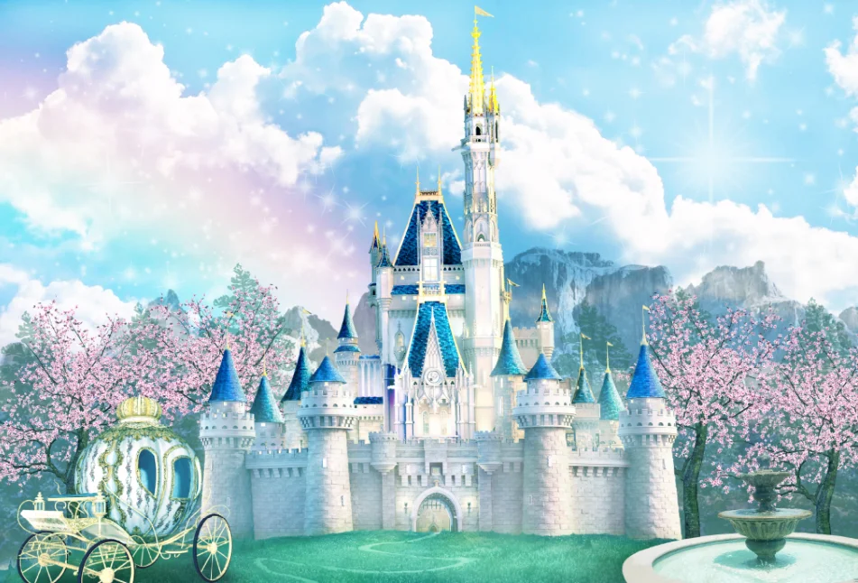 7x5ft Fairy Tale Cinderella Carriage Glitter Crystal Car Brick Wall Custom Photo Studio Background Backdrop Vinyl 220cm x 150cm