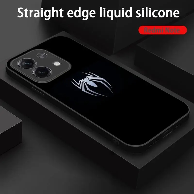 Power Spider logo design Phone Case For Xiaomi Redmi Note 13,12,11, 10 Pro Plus S,  5G, 12S, Soft Black Phone Cover