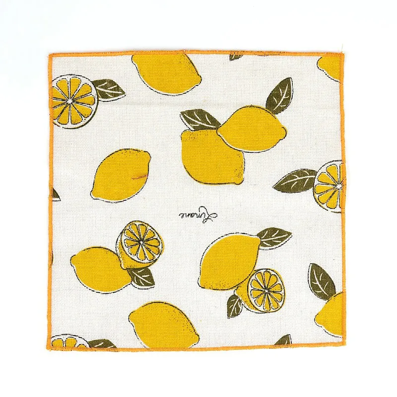 New Fruits Printed Pocket Square for Mens Fashion Linen Handkerchiefs Wedding Party Groom Suits Pocket Towel Beige Casual Hanky