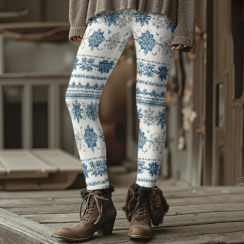 المرأة خمر الملونة الأزهار طباعة سميكة الشتاء طماق الجوارب الحرارية الدافئة لخريف شتاء موضة السراويل الناعمة بسط #5