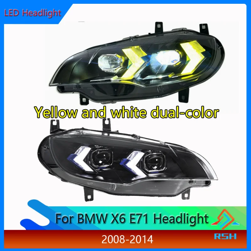 

Фара передняя для BMW X6 E71, блок-фара в сборе, 2008-2014, модернизация старой модели на новую, светодиодные дневные ходовые огни, аксессуары