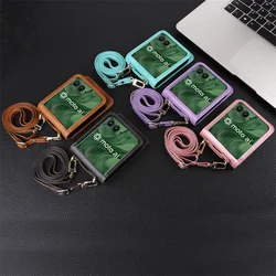 For Motorola Razr 50 60 Ultra Wallet Crossbody Lanyard Phone Case For Moto Razr Plus 2024 Card Holder Leather Protective Cover