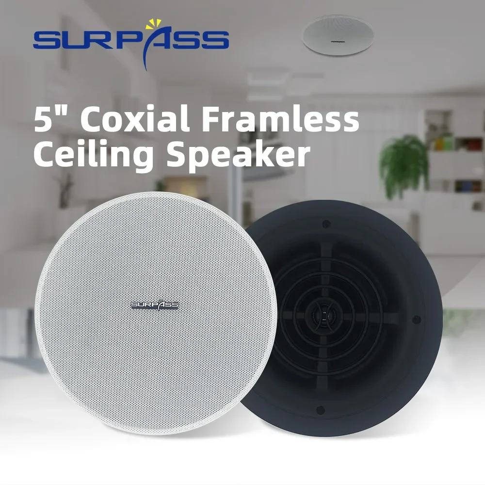 SURPASS ceiling speakers 5inch 25Watts Home Theater Sound acoustic System Frameless Coaxial PassiveSpeakers Flush Mount Perfect