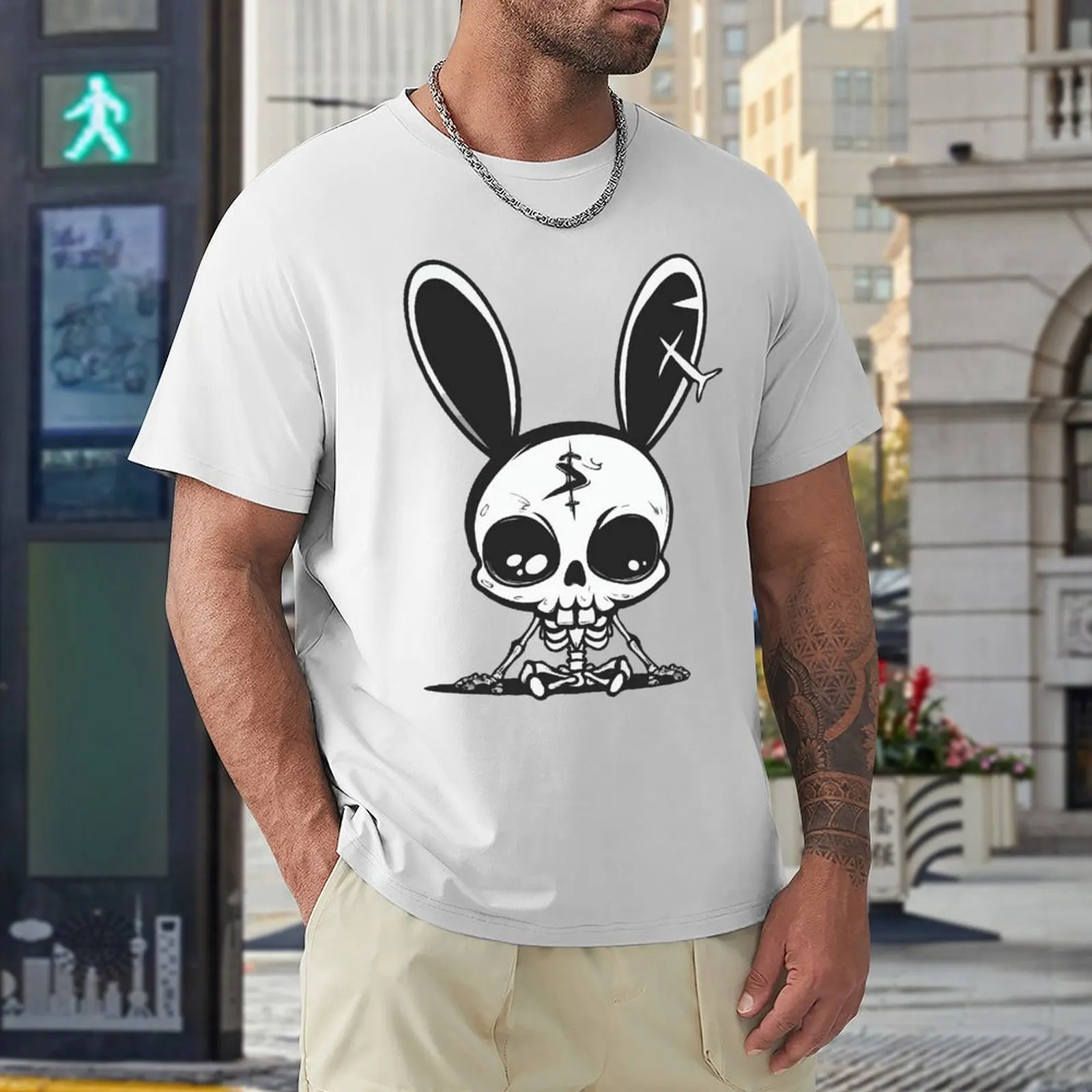 Bunny Skeleton Easter Pagan Witchcraft Spring Moon T-shirts Creative T-shirt Fresh  Move  Humor Graphic Fitness USA Size