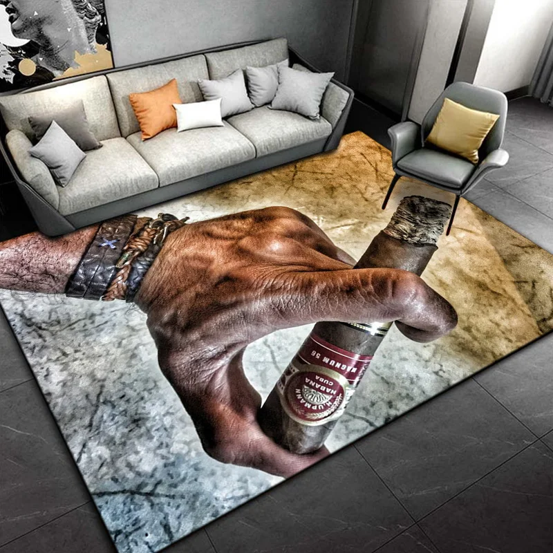 Tobacco Cigar Smoke Series Drink Area Rug,Carpet Rug for Living Room Bedroom Sofa Doormat Decoration,Kid Play Non-slip Floor Mat