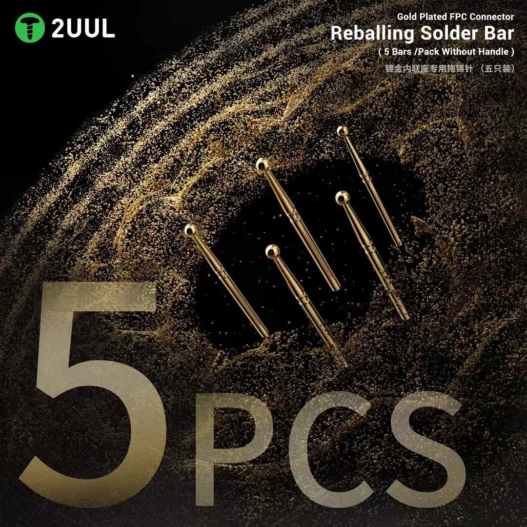 2UUL SC96 5 Bars/Pack Without Handle Gold Plated Tin Dragging Needle Head FPC Connector Reballing Solder Bar