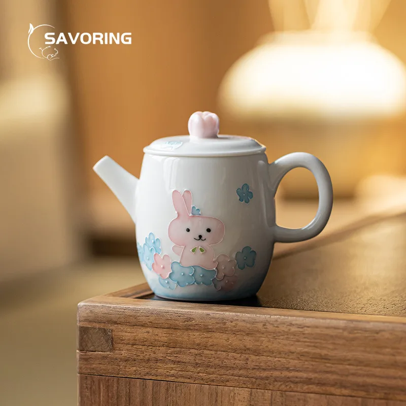 

Hand-Painted Tea Pot Puer White Porcelain Teapot With Filter Ceramic Tea Brewing Kettle Tea Infuser Camping Pots Japanese Clay