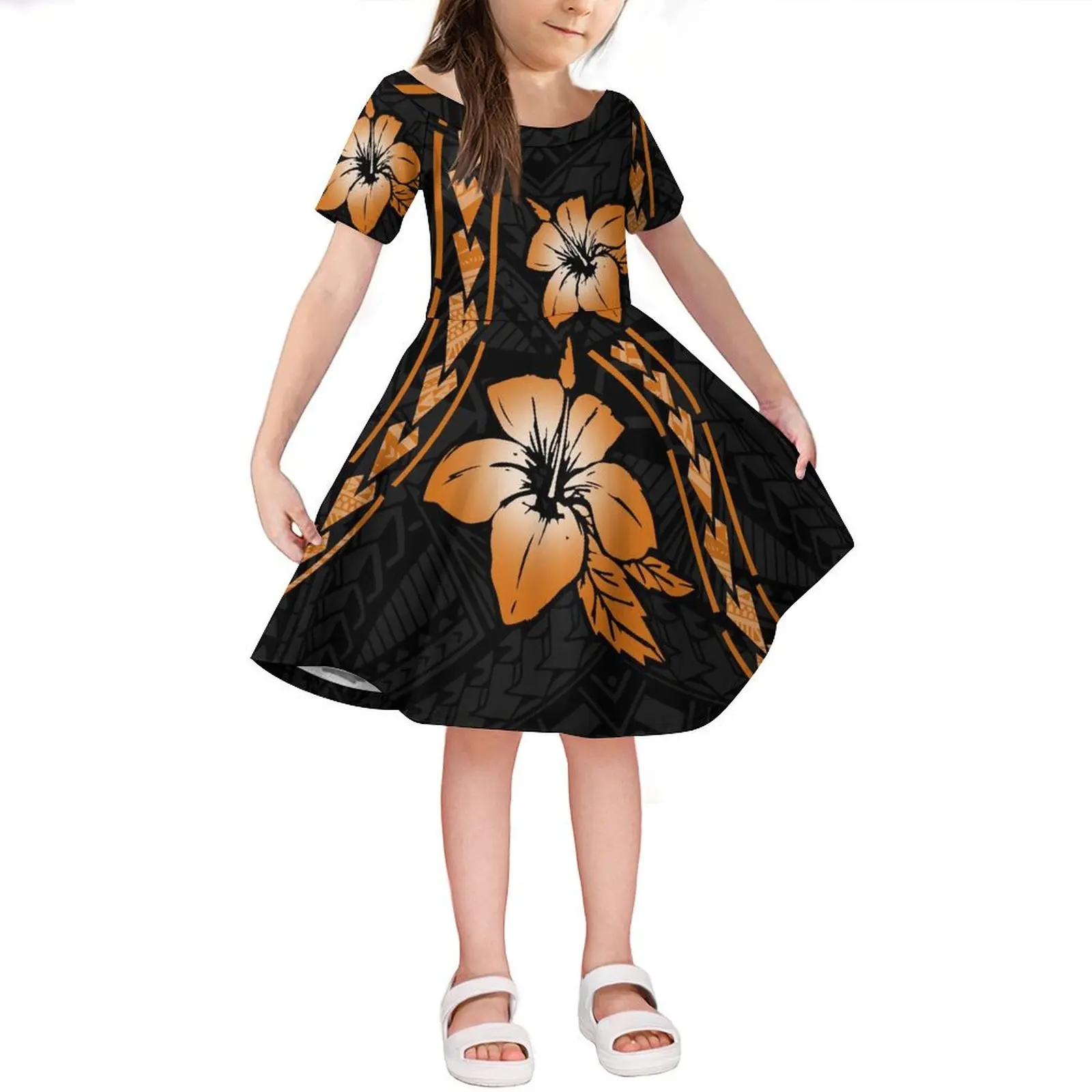 2024 New Polynesian Mother-Daughter Dress Women'S Slit Long Samoan Dress And Girls' Dress Children Adult Clothing