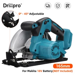 Drillpro 18V 브러시리스 원형 톱, 0 °-45 ° 조정 가능한 목공 절단 무선 전기 톱 기계, 마키타 18V 배터리용