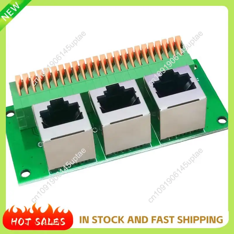 

N88R 10X RJ45 Female Breakout Board,Solderless RJ45 To 8Pin Quick Spring Terminal,Three Ways RJ45 With PCB Board