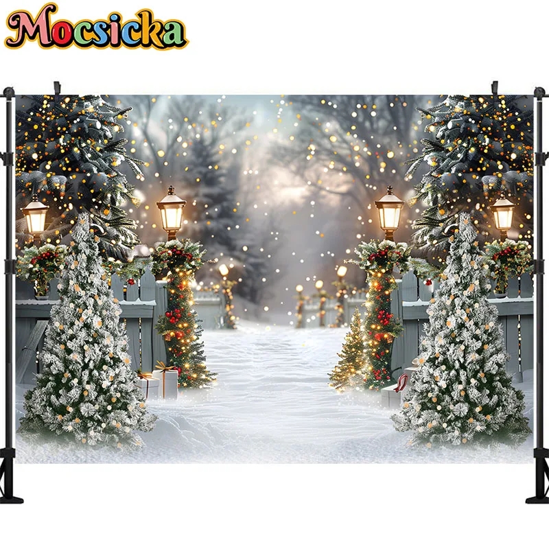 Christmas Photography Backgrounds Winter Snow XmasTree Farm Backdrop Kids Baby Cake Smash Birthday Decorations Studio Props