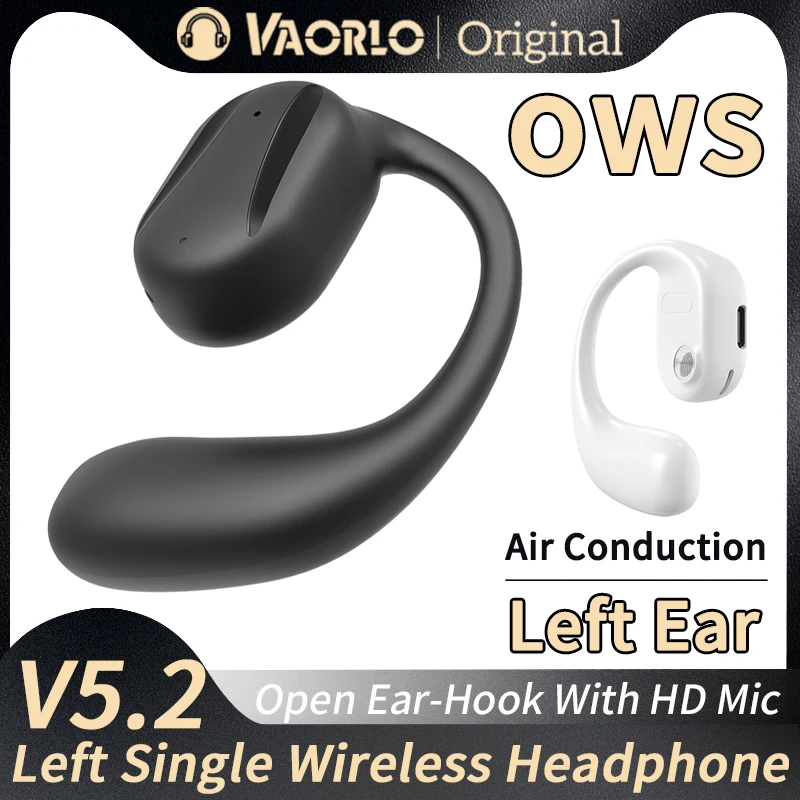 OWS Single Left Ear Air Conduction Wireless Headphone Ear-Hook Open Bluetooth Earphone With Mic HiFi Music Headset Sport Driving