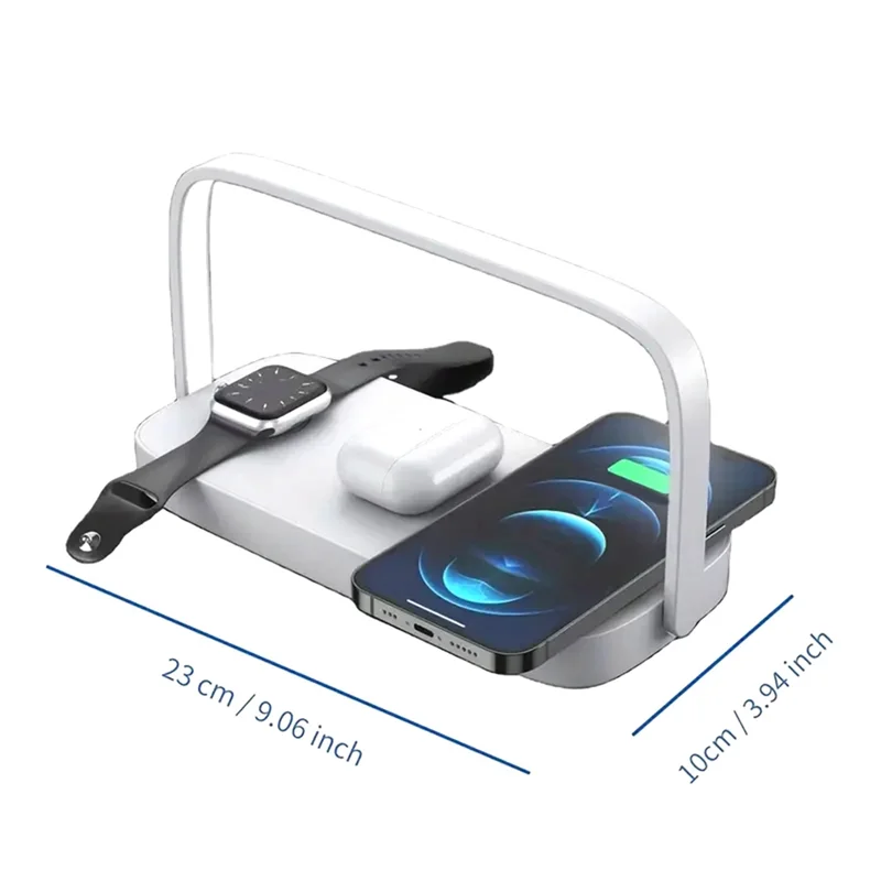 A13E-4-In-1 Wireless Charger Stand With LED Night Lamp - Multi-Function Charging Dock For 15/14/13 And Watch