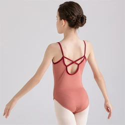 Cheap Custom Logo Dance Wear Camisole Two-color Tone Children Kids Girls Ballet Leotards