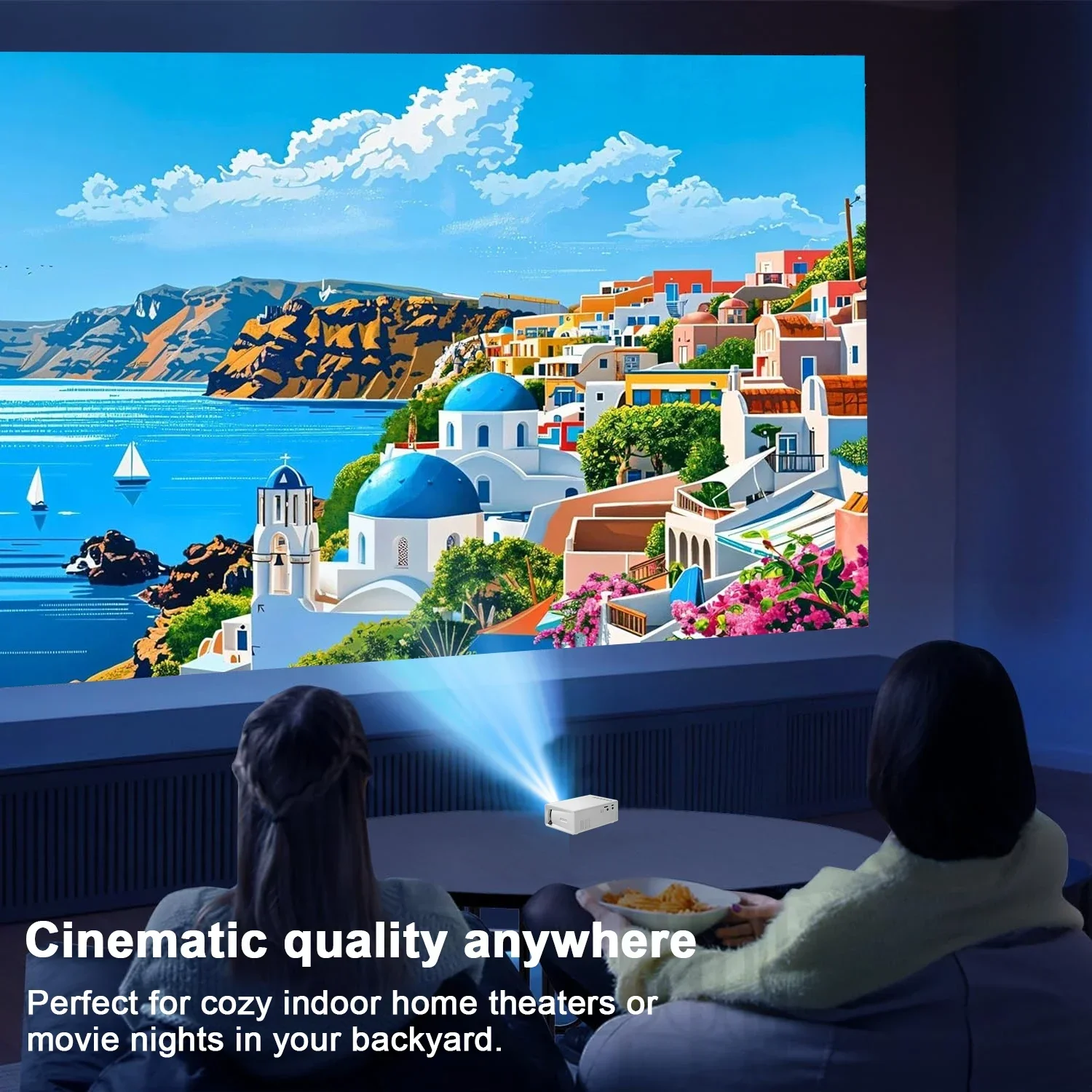 Projector Portable Small Design, HDMI USB Interfaces, Built-in Speaker, EU/US Plug Choices for Travel Use