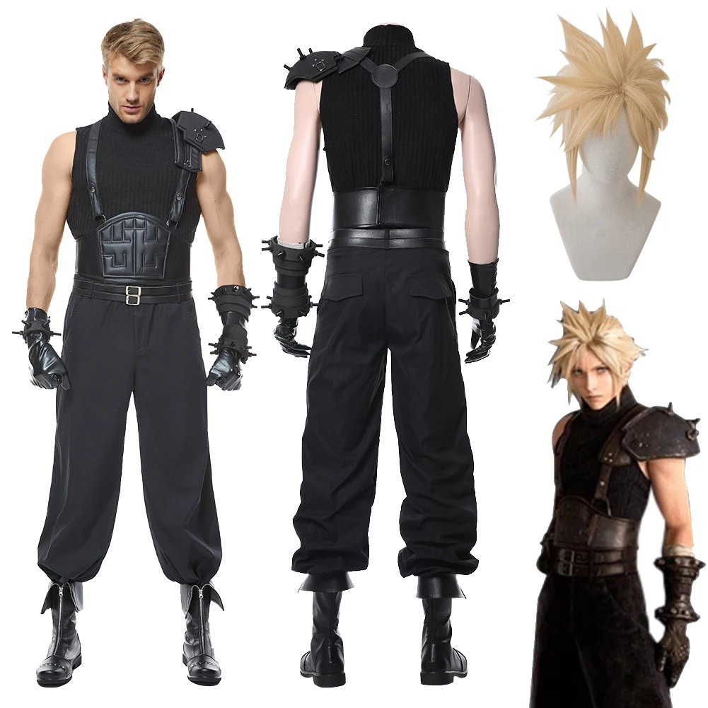 Fantasia de Cosplay Nuvem para Homens, Final Fantasy VII 7, Roupa Cosplay, Uniforme, Peruca, Roupas, Fatos de festa de Halloween