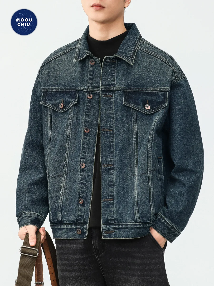 

Мужская элитная джинсовая куртка в стиле ретро, осень/зима, пригородная куртка в американском стиле