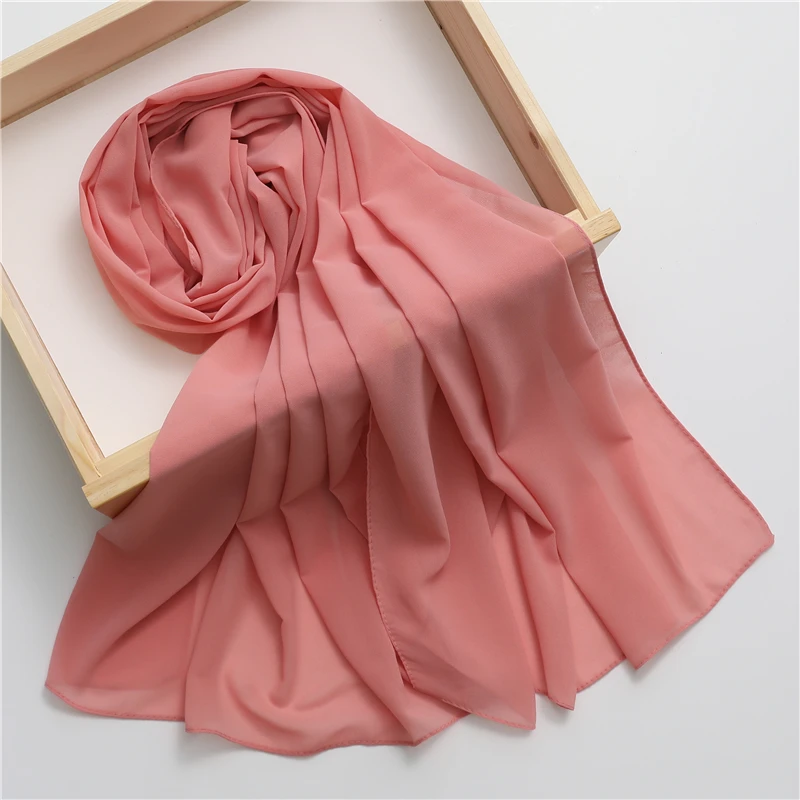 Spring Chiffon Solid Muslim Hijab Women Scarf Fashion Soft Headband Shawl and Wraps Bandana Islamic Turban Echarpe New