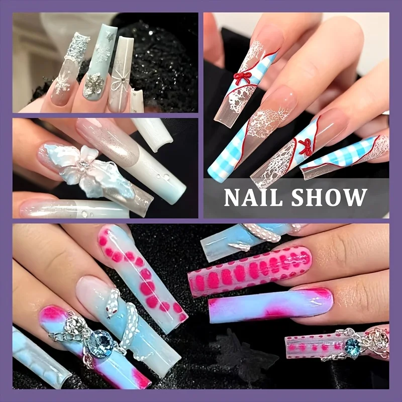 256 Stück/240 Stück 3XL konische quadratische Nagelspitzen, ohne C-Kurve, flacher Halbsatz, extra lange künstliche Nagelspitzen geeignet für Nagelstudios und Heimwerker, 12 Größen verfügbar – Detail 5