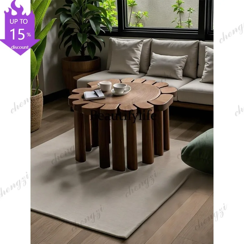M182 Designer medieval solid wood sofa edge small coffee table living room creative corner table