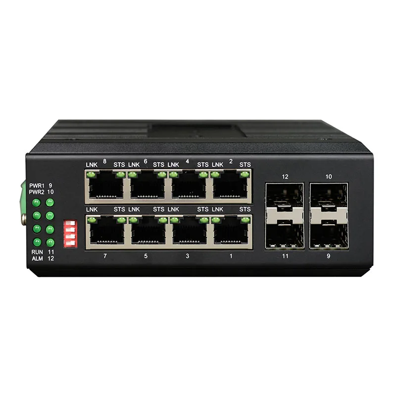 Ethernet Gigabit 8 ports sur rail DIN géré ERPS et commutateur industriel 4 1000M SFP