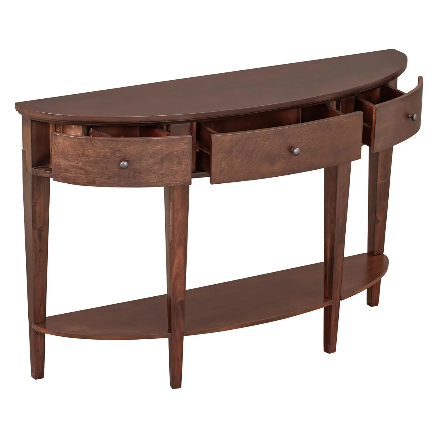 #Curved Console Table Solid Wood Frame 3 Drawers Bottom Shelf Hallway Entryway Living Room 51.1x13.7x33.4