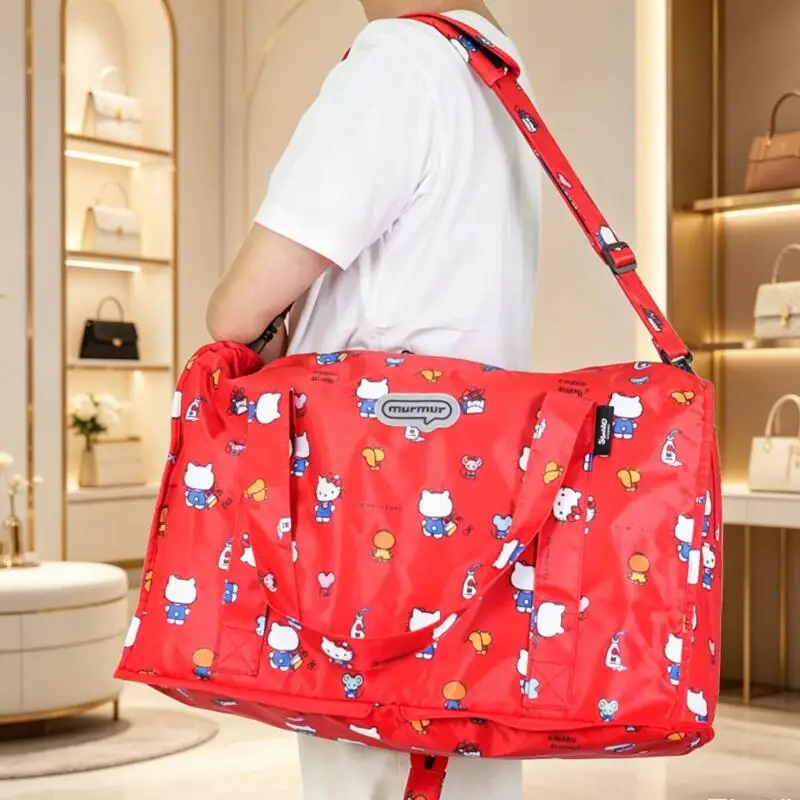 

Портативная дорожная сумка Hello Kitty с мультяшным принтом, складная, большой вместимости, сумка-дафл Sanrio, кавайная дорожная сумка-тоут, готовая сумка с аниме-персонажами