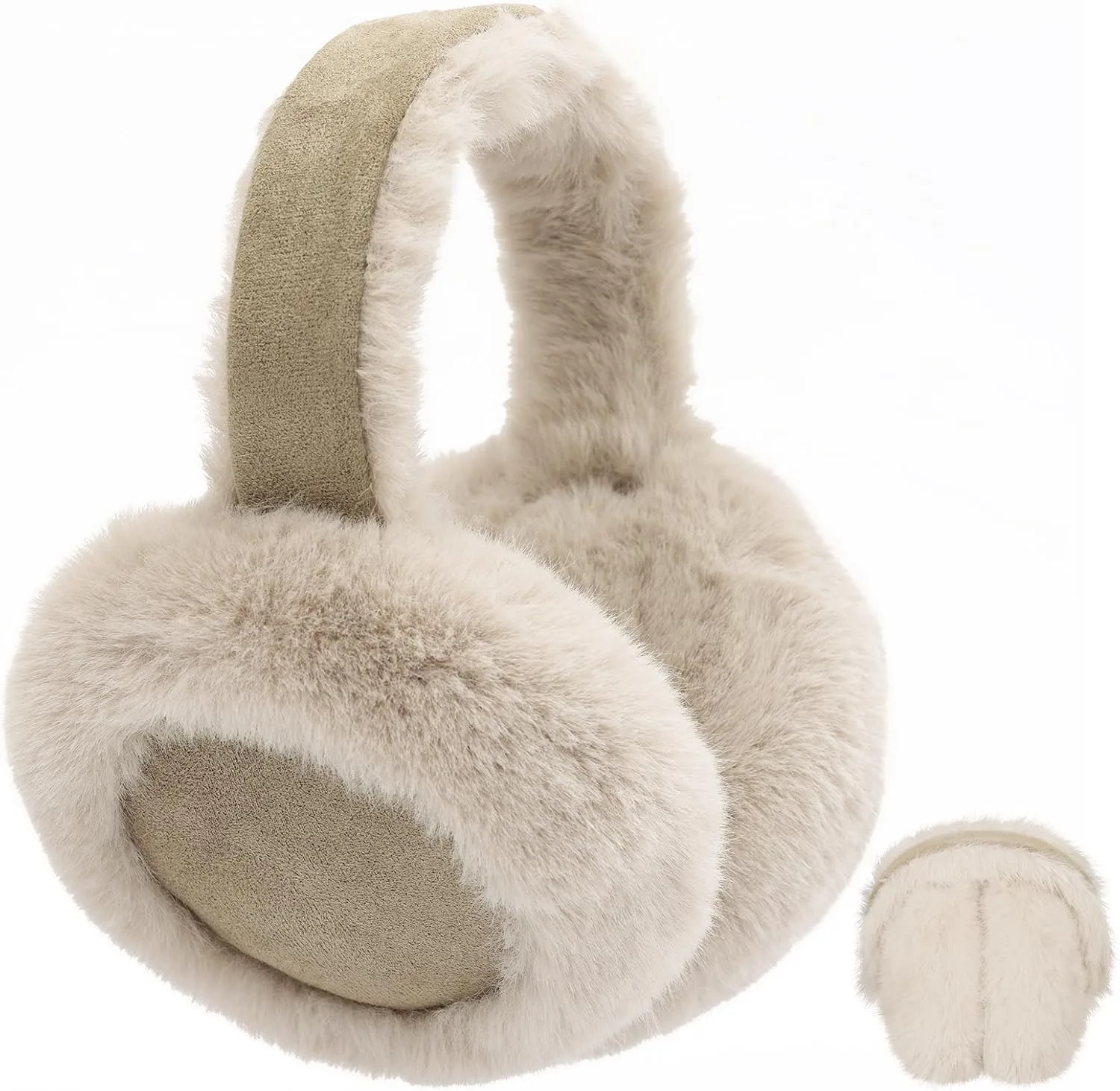 Women Suede Plush Earmuffs Wool Solid Plush Warm Outdoor Skiing Cycling Windproof Cold-Proo Winter Fluffy Ear Muffs Earflap
