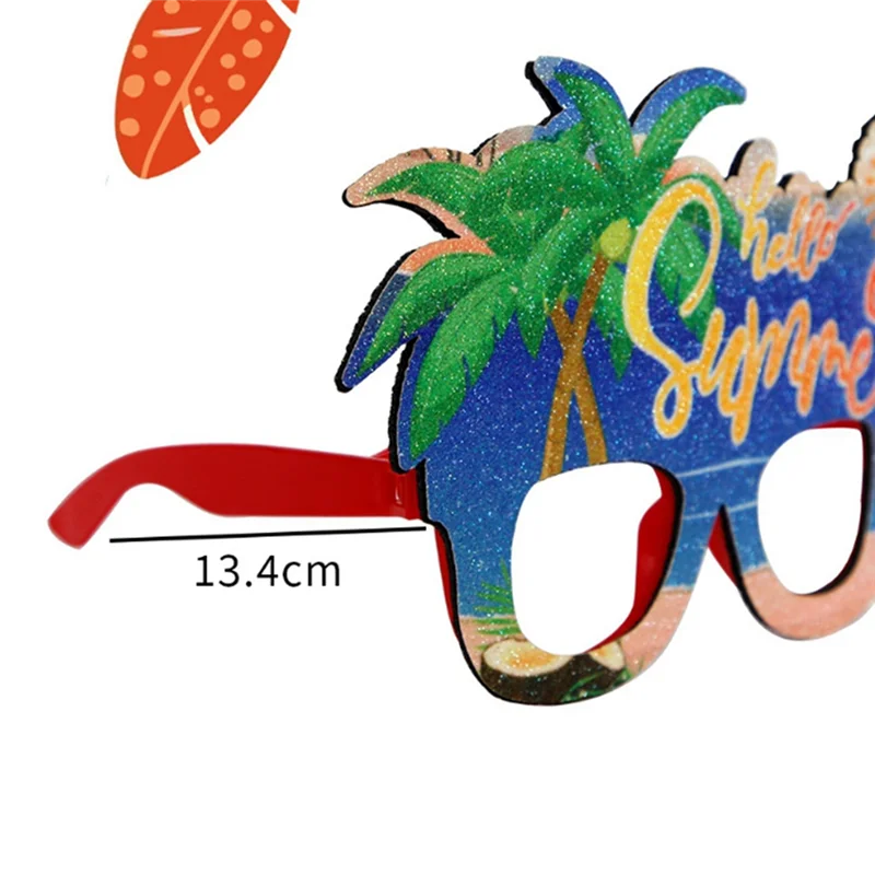 Abnr óculos havaianos de verão, decorações de festa com tema tropical, conforme mostrado, feltro + plástico, coqueiro, armação de óculos fotográficos, h, 1 peça