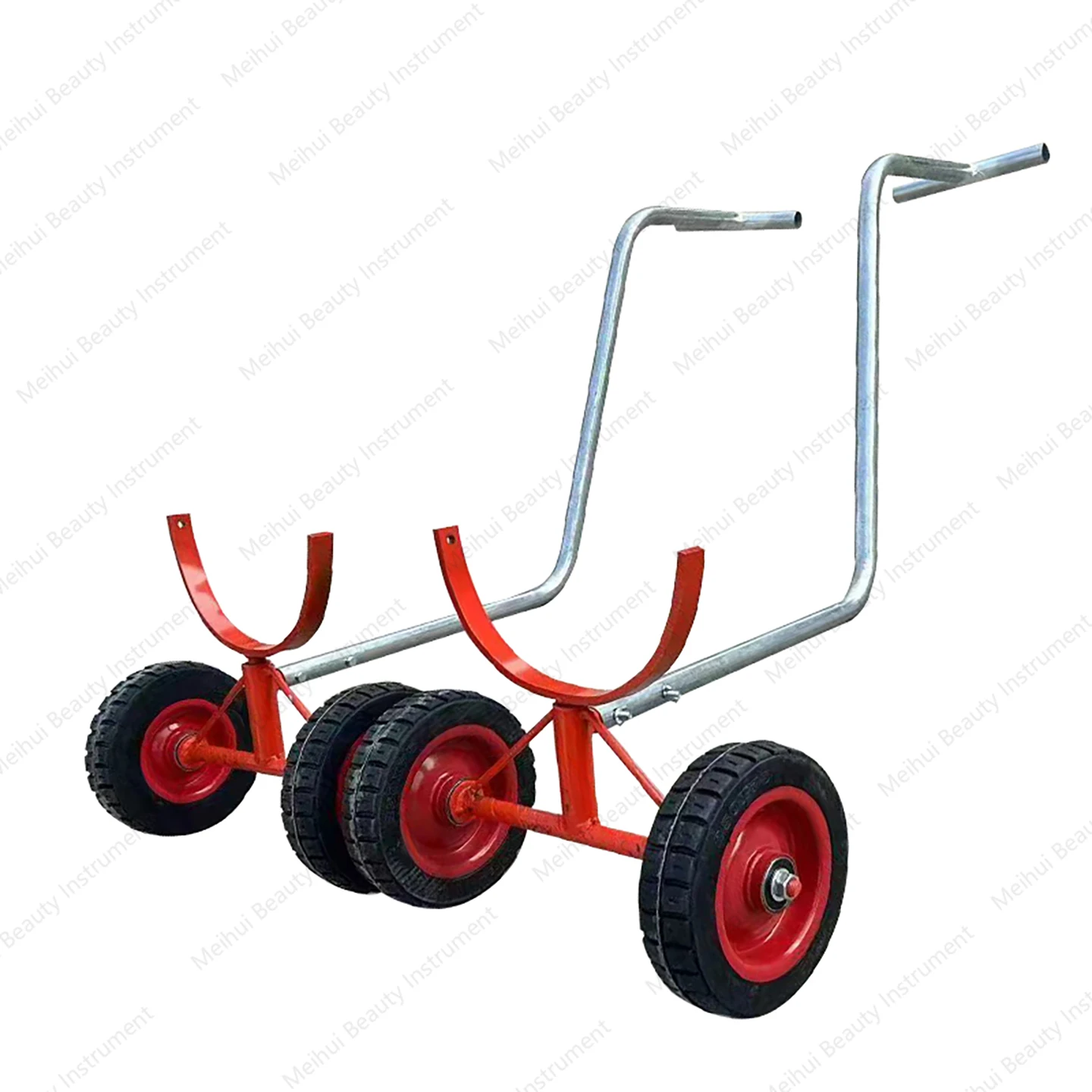 

Большая тележка для обработки пожарной трубы, круглая труба, многофункциональная транспортировочная тележка для артефактов с двухтактным прицепом, тележка для тяговой трубы