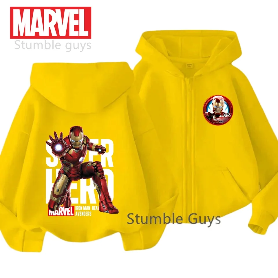

Худи на молнии с изображением Железного человека (Марвел), весна-осень, детская одежда для мальчиков и девочек, модный спортивный костюм с героями Мстителей
