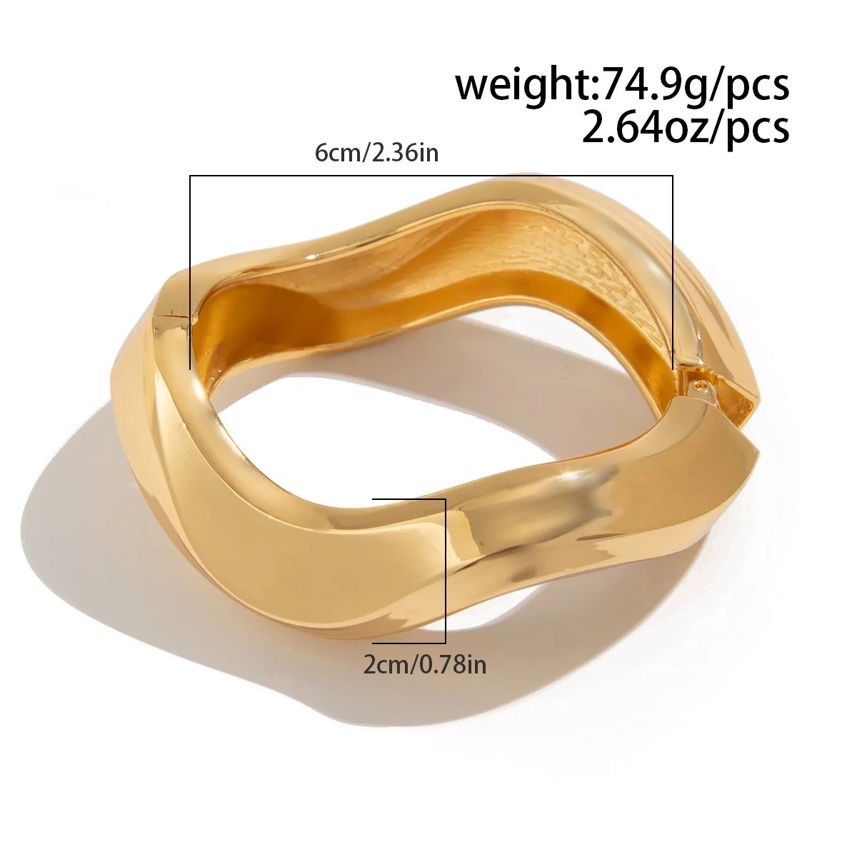 Chunky Heavy Hip Hop Metall Manschette Armreifen Punk Gold Farbe Geometrische Armreifen Für Frauen Armband Mode Schmuck – Detail 1