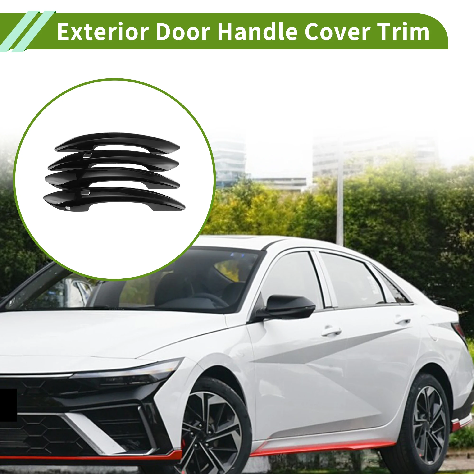 UXCELL Exterior Door Handle Cover Trim Door Handle Cover for Hyundai Elantra 2021-2025 Smart Glossy Black 1 Set