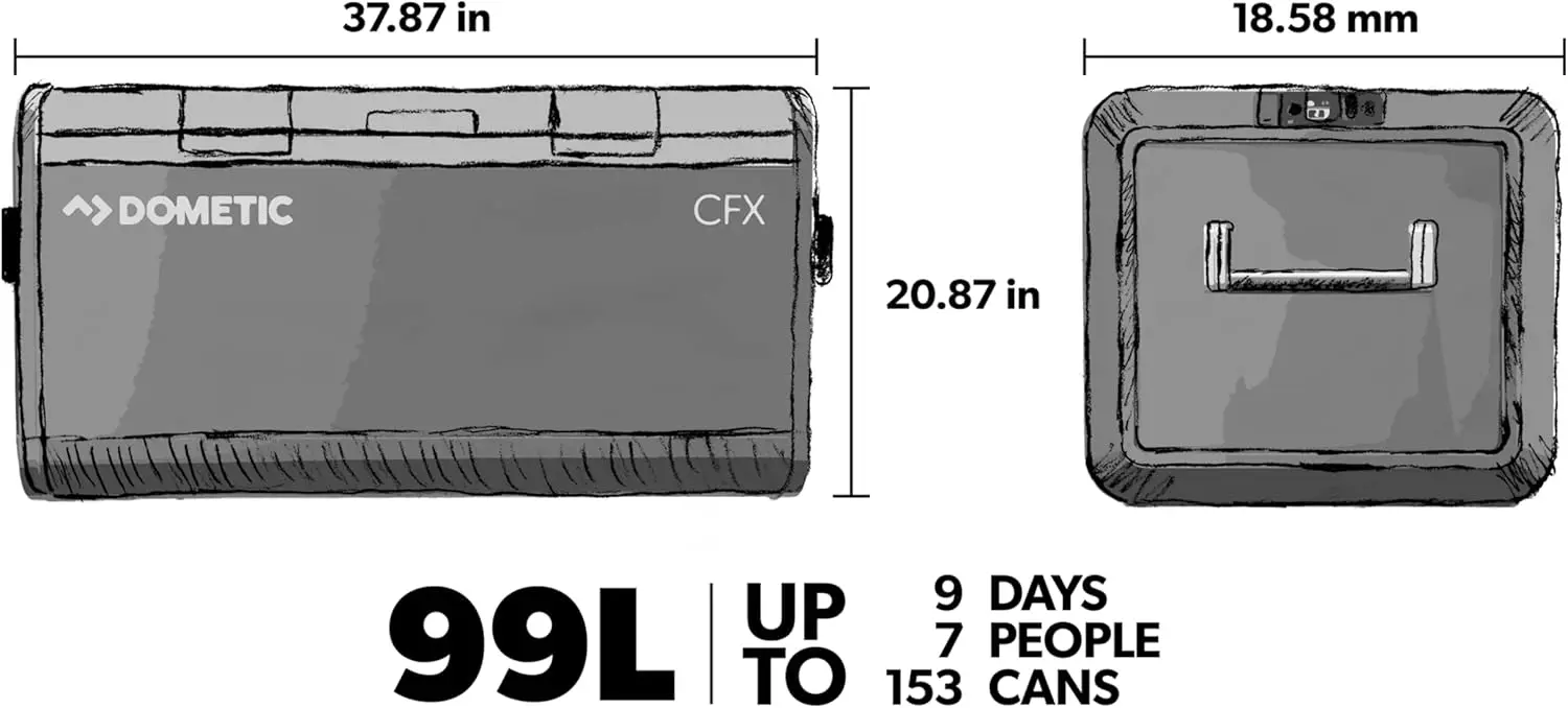 3 100-Liter Portable Refrigerator and Freezer, Powered by AC/DC or Solar