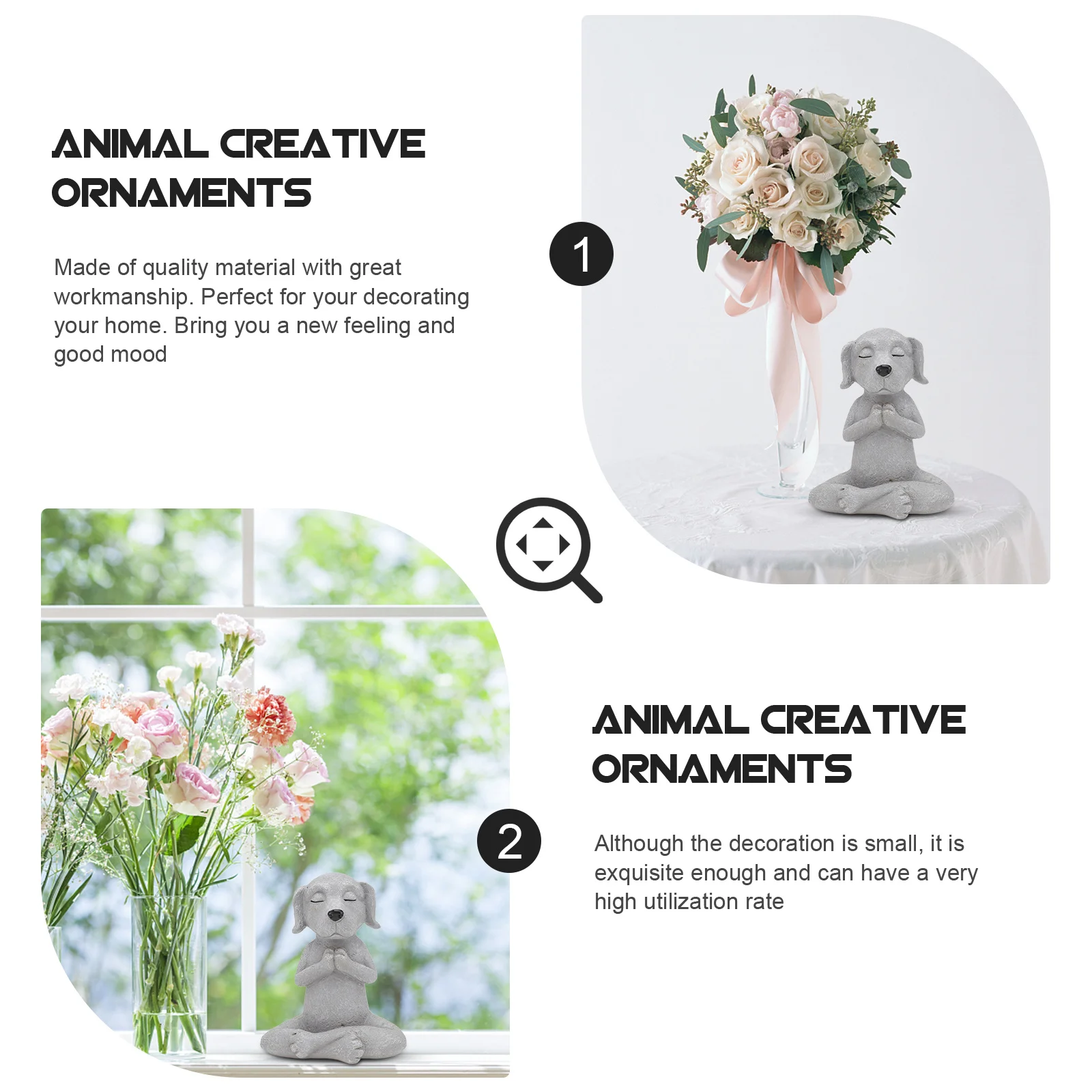 

1Pcs Resin Animal Sculpture Grey Creative Home Garden Yard Ornamental Decoration Decorative Statue Animal Model Decor