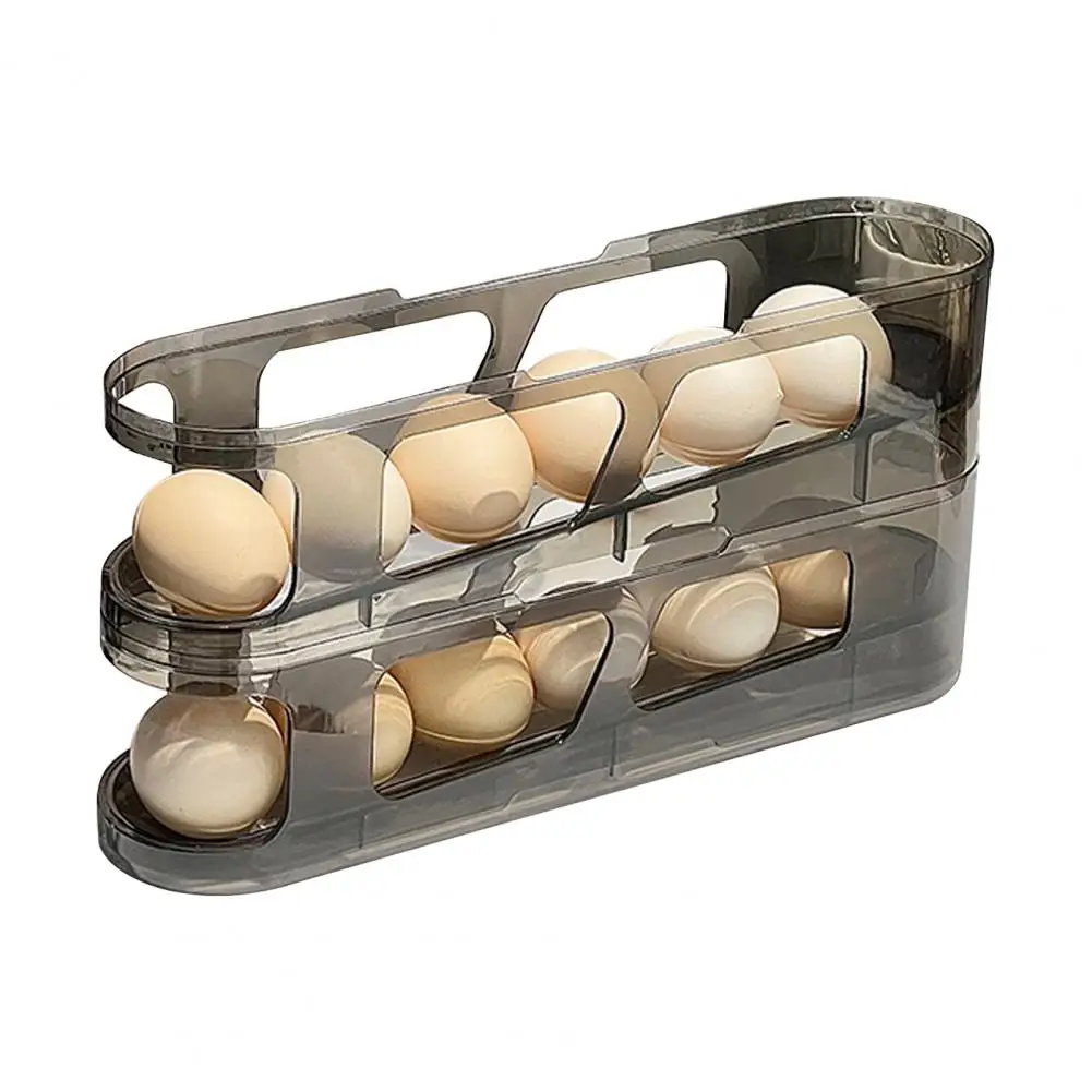 Egg Rack Large Capacity Fridge Egg Holder Stackable Multi-layer Transparent Design Automatic Rolling Egg Dispenser 1/2/3 Pcs Set