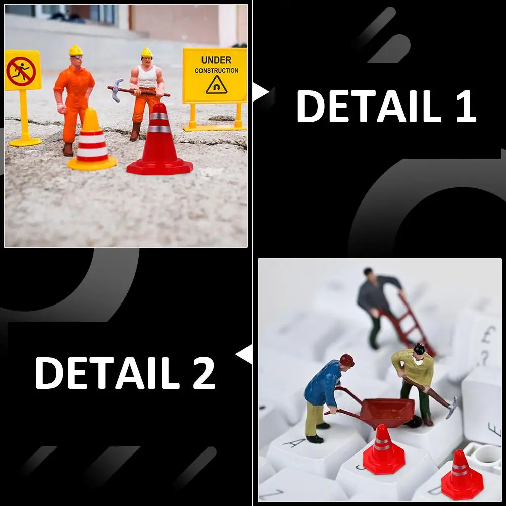 60pcs Miniature Road Cones Traffic Signs Simulation Toys Small Roadblock Signs for Sand Table Layout DIY Scene Decor