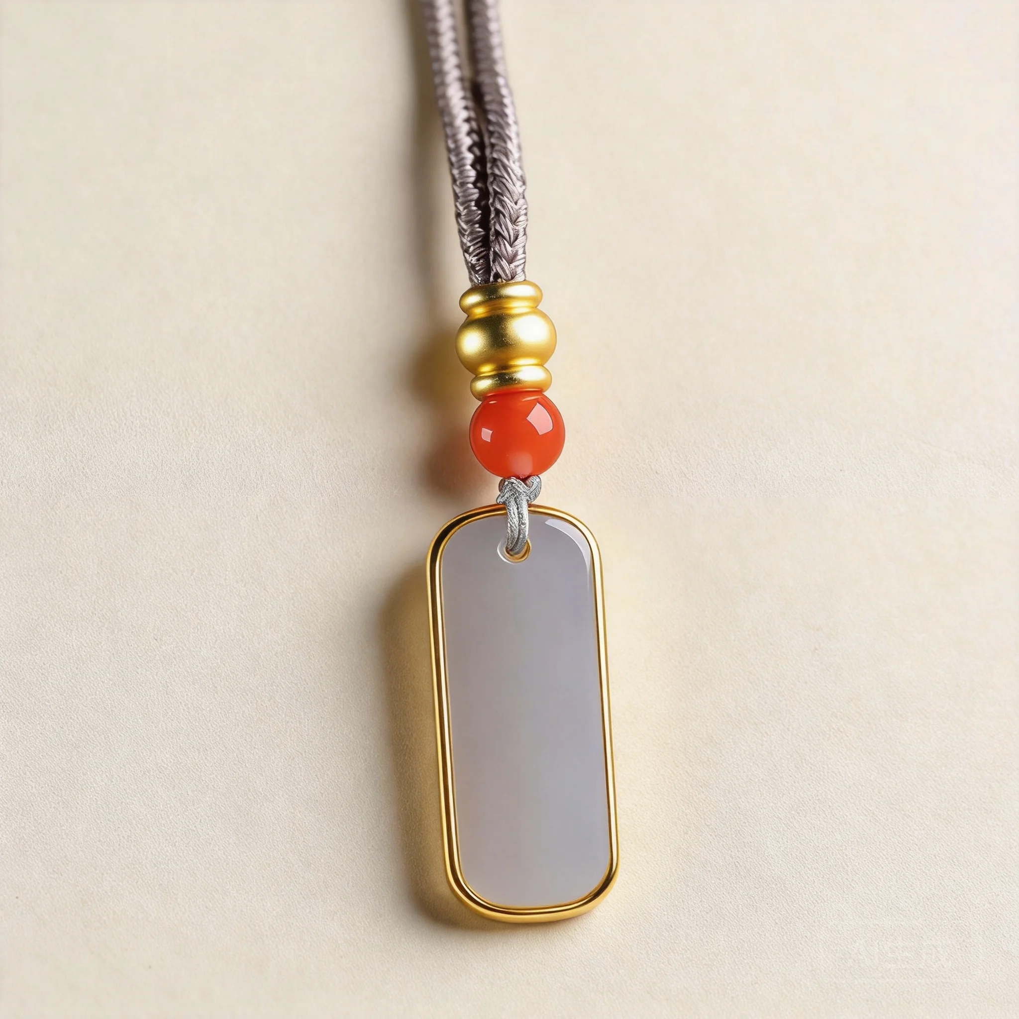 Chinese Style Natural Hetian Smoky Purple Jade Peace Tag Pendant Necklace Keychain Phone Charm Lucky Blessing Wealth Attracting
