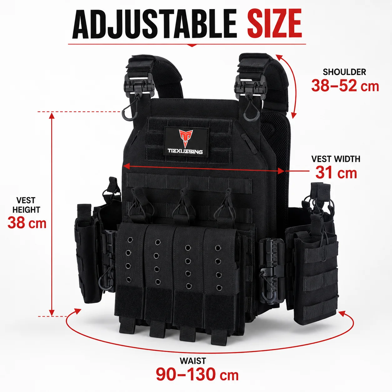 Cycling Gear Vest - سترة تكتيكية 1000D قابلة للتعديل بنظام