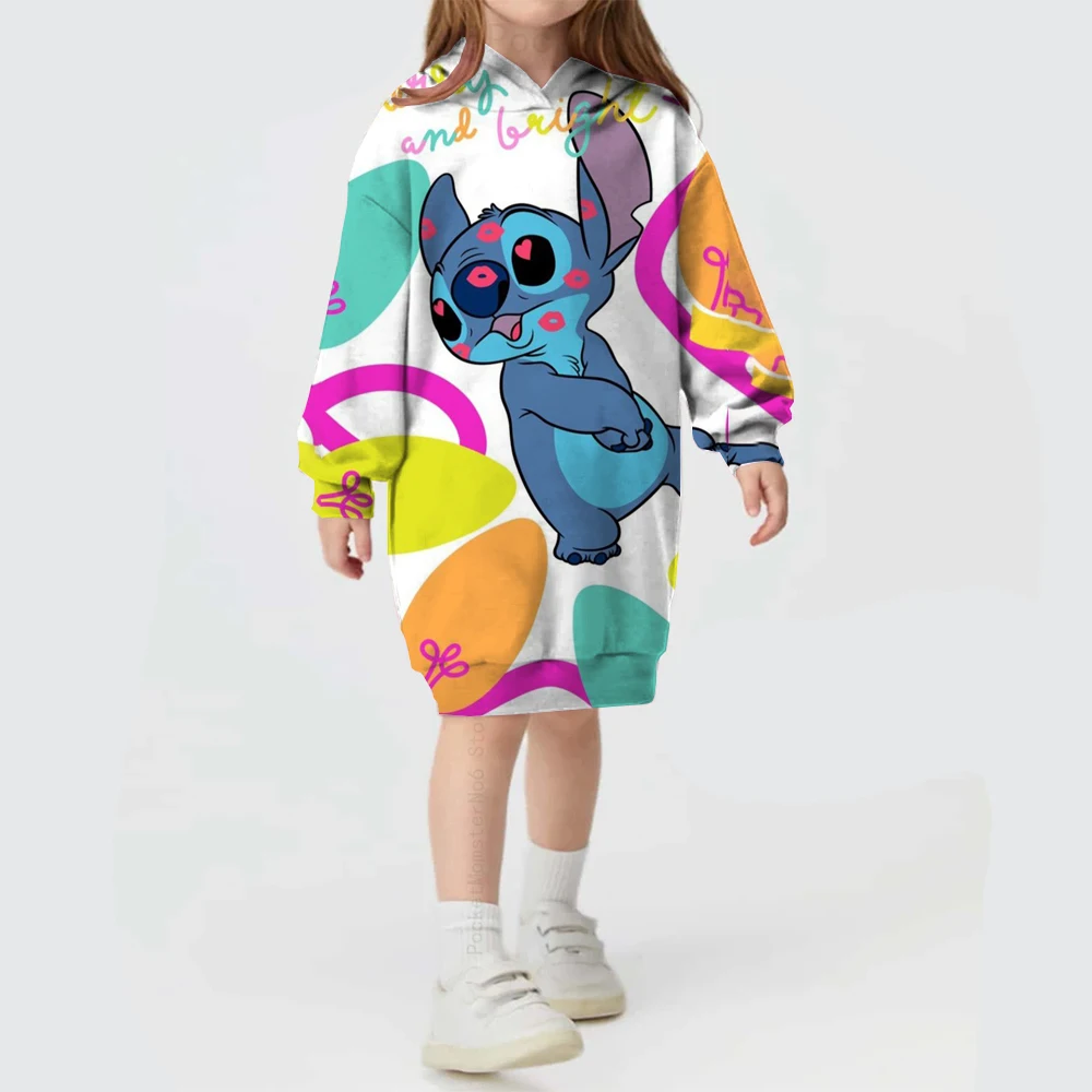 Autumn and winter Disney Stitch sweater hooded dress 2024 hot selling Stitch pattern simple cute fashion hoodie