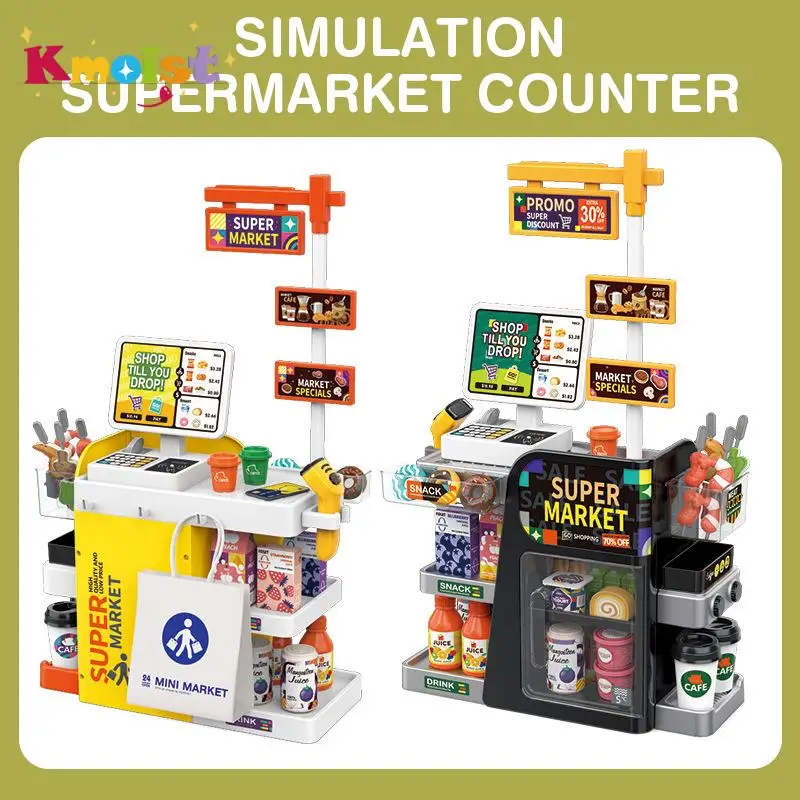 Simulation Mini Supermarket Checkout Counter Scanning Cash Register Kids Toy for Pretend Play Children Toys Birthday Gifts
