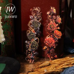 JIANWU Rose Opera Series Vintage Gothic Flower Landscaping Material Collage PET Sticker Creative DIY Journal Stationery