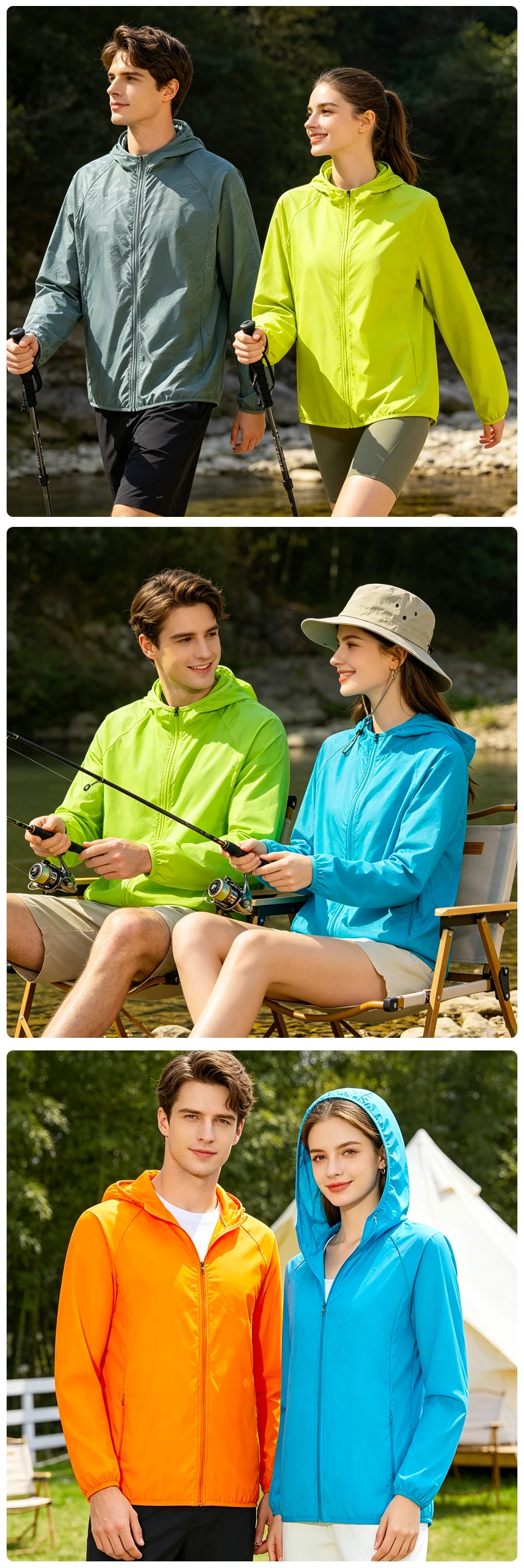 JNLN Wanderjacke für Herren und Damen, wasserdicht, Sonnenschutz, Windjacke, Camping, Klettern, Outdoor, Regenmantel, Unisex, tragbare Kleidung – Detail 19