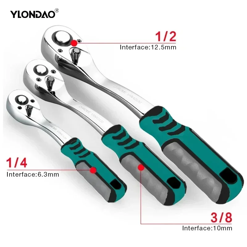 Ratcheting Socket Wrench 72 Teeth Socket Wrench Set Diy Workshop Quick Release Reversible Ratchet curved Car Repair Handle Tools