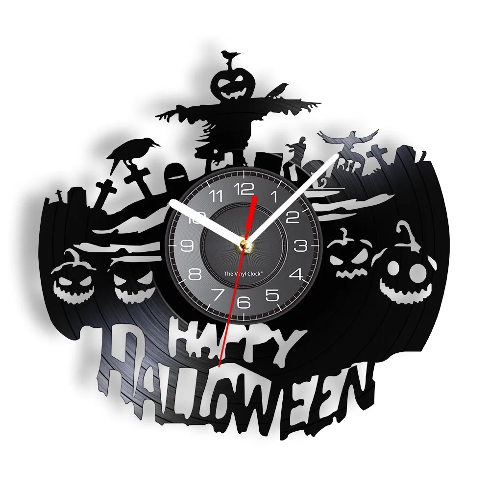 Dracula's Castle Handmade Wall Clock Halloween Dark Horror Home Decoration Gothic Vampire Bats Vintage Vinyl Record Wall Clock