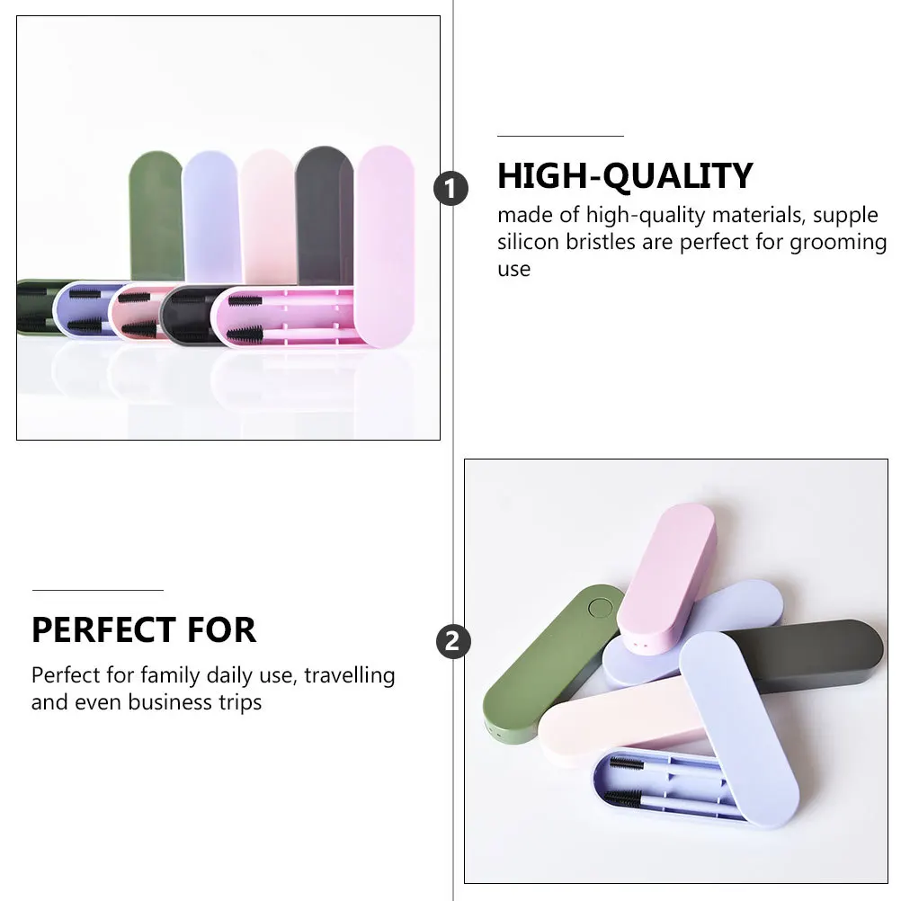 1Set Makeup Brush Set with Box Pink Silicone Eyelash Eyebrow Comb Gentle Bristles for Easy Clean