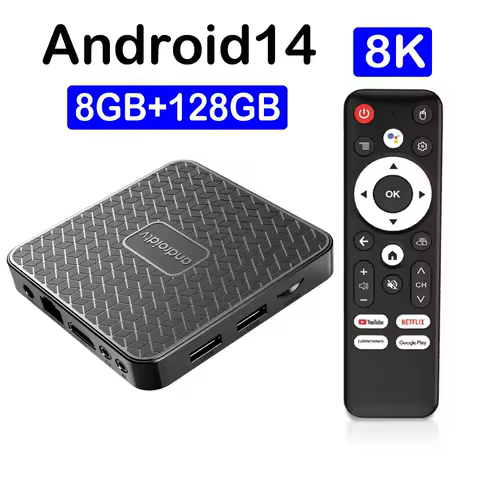 T8S 8GB 128GB Smart TV Box Android 14 Streaming Media Player RK3518 Wifi6 Bluetooth 5.4 8K Google Assistant 5G Wifi Set Top Box